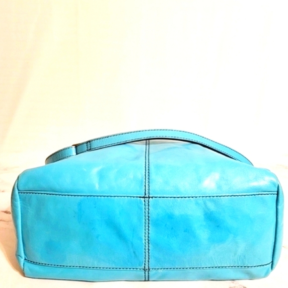 HOBO Iconic 'Sheila' Turquoise Large Leather Satchel with Wanderlust Lining - Picture 6 of 13